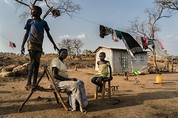 Refugees on barren land