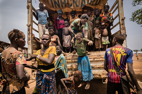 Refugees on barren land