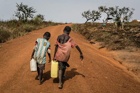 Refugees on barren land